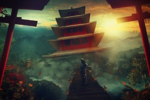 Самурай и сакура обои