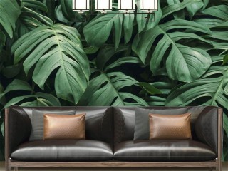 Обои с монстерой в интерьере