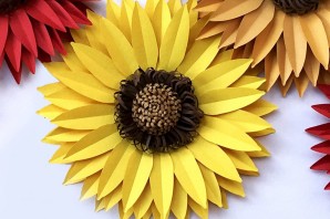Подсолнух поделка из цветной бумаги