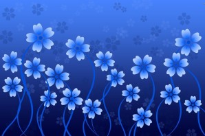Обои голубые с цветами