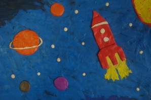 Поделка из пластилина космос