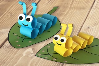 Поделка гусеница на листочке