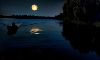 Ночь река луна