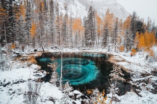 Гейзеровое озеро горный алтай зимой