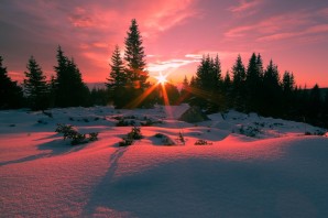 Красивый закат зимой