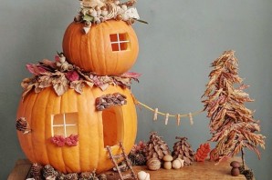 Домик из тыквы осенняя поделка