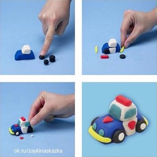 Машинка из пластилина