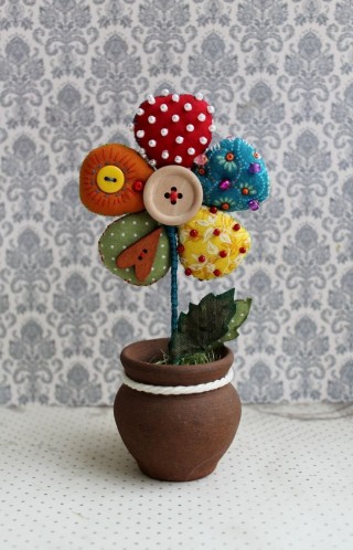 Поделка горшок с цветами