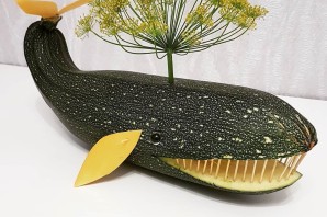 Поделка кит из кабачка и зубочисток