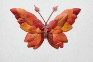 Рисунок бабочка из листьев