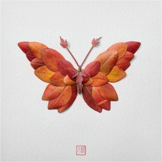 Рисунок бабочка из листьев
