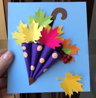 Осенняя поделка в садик на картоне