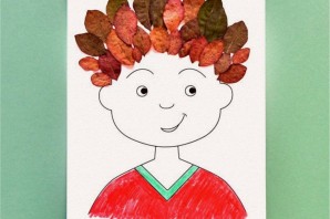 Аппликация человечки из листьев