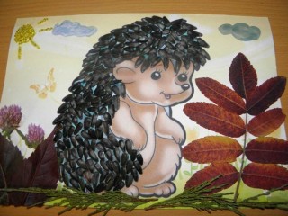 Шаблон ежа для поделки из семечек