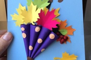 Зонт с листиками поделка