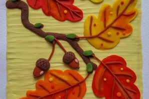 Аппликация из пластилина золотая осень