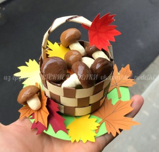 Детские поделки корзина с грибами