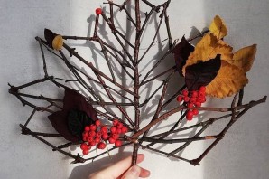 Поделка дерево из веток и листьев