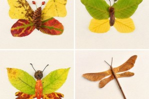Бабочка из осенних листьев поделка