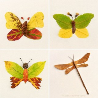 Бабочка из осенних листьев поделка