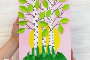 Березка поделка из бумаги