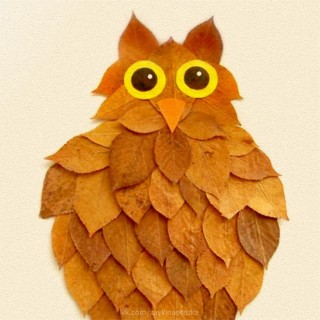 Аппликация сова из листьев своими руками