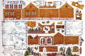 Макет избы из бумаги