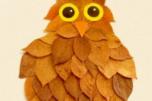 Сова из листьев аппликация
