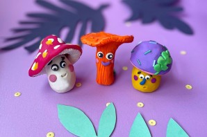 Грибы из воздушного пластилина