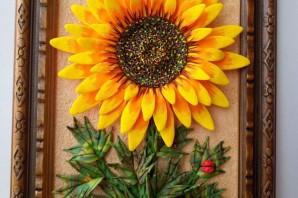 Осенняя поделка подсолнух из семечек