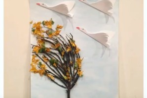 Аист осенью поделка