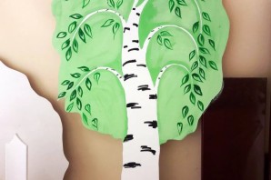 Объемная береза из бумаги