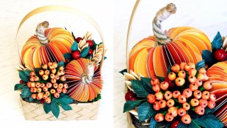 Осенняя поделка в плетеной корзине