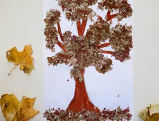 Поделка дерево из сухих листьев