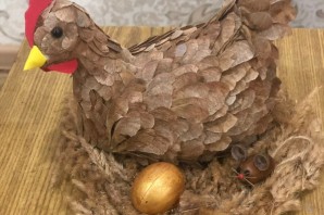 Курочка ряба поделка из природного материала
