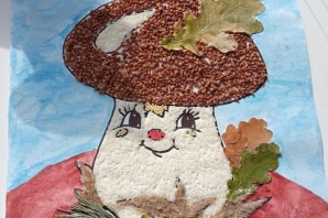 Поделка гриб из крупы