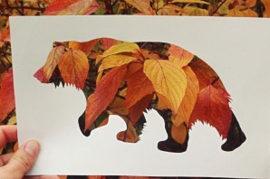 Медведь из листьев аппликация