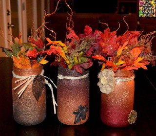 Поделка листья в банке из скотча