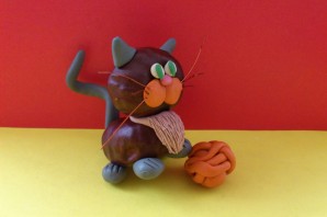 Поделка кот из природного материала