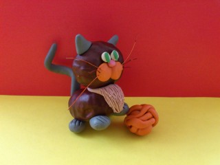 Поделка кот из природного материала