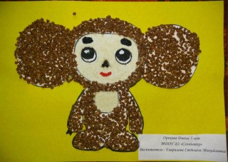 Чебурашка из крупы поделка