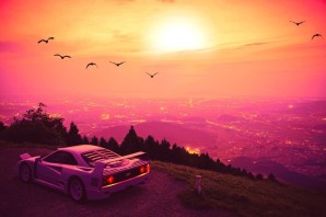 Машина на закате обои