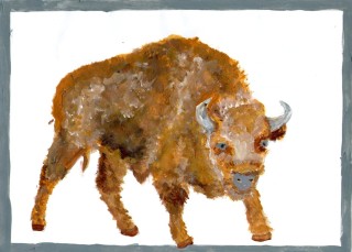 Зубр из природного материала своими руками