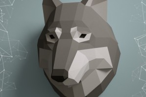 Голова волка из бумаги