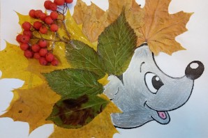 Рисунок ежика для поделки из листьев