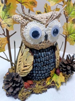Сова из природных материалов поделка