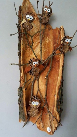 Поделка осенняя из коры дерева