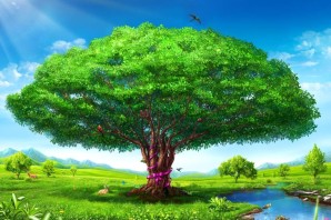 Фиолетово зеленое раскидистое дерево