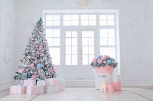 Елка в розово голубых тонах