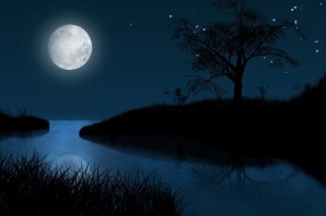 Пейзаж ночь луна
